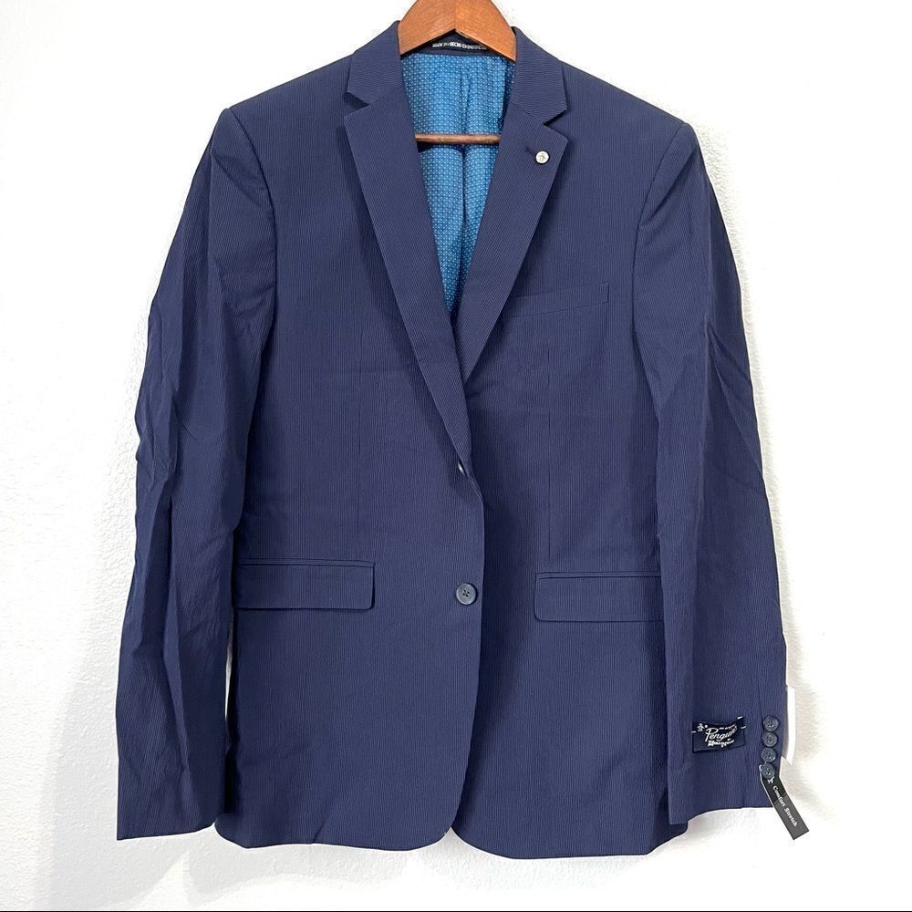 NWT Original Penguin Men’s Medium Blue Striped Sport Coat Size 42L